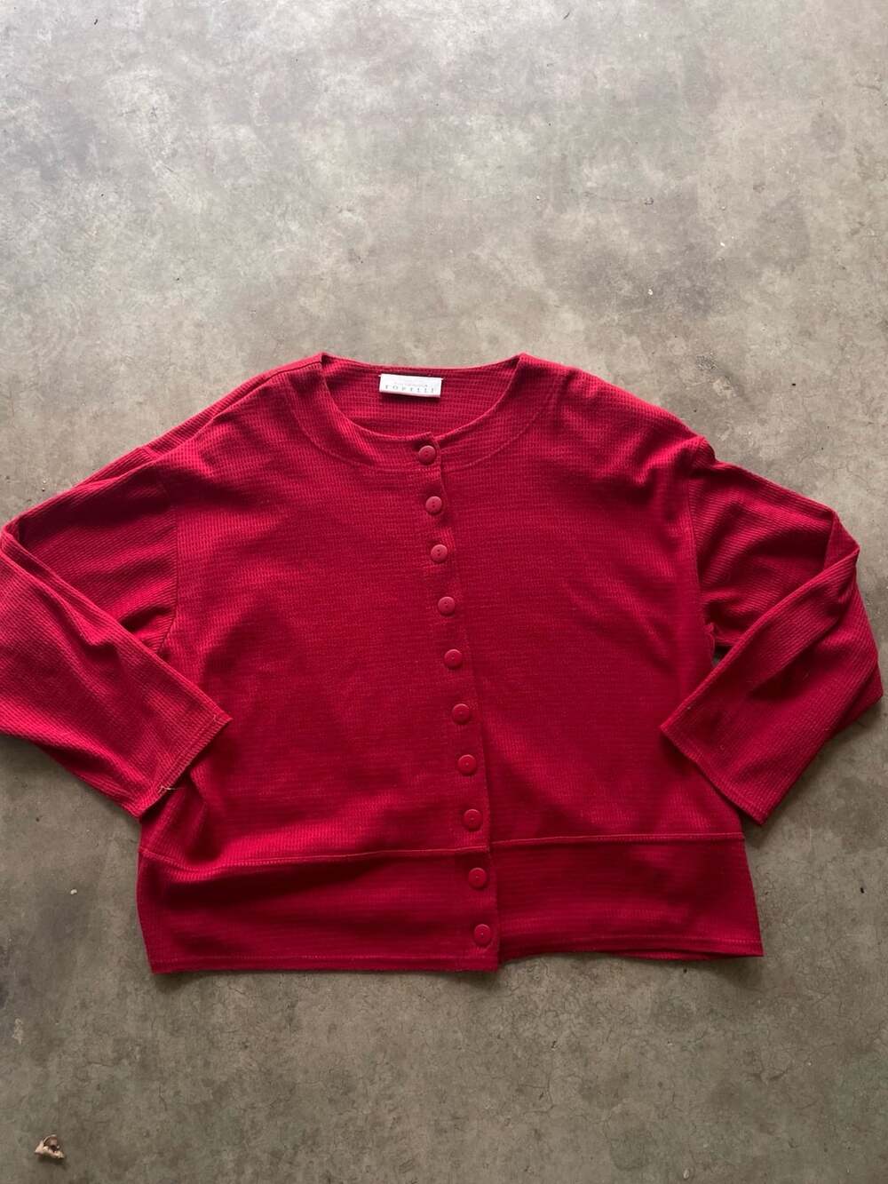 Forelli Red Waffle Knit Button Cardigan